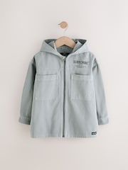 Denim Grey Overshirt 100% Cotton Denim Zip Through Hoodie (3-16yrs) - Image 1 of 6