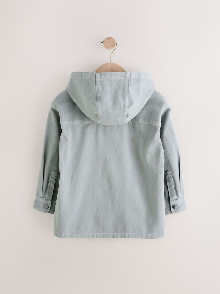 Denim Grey Overshirt 100% Cotton Denim Zip Through Hoodie (3-16yrs) - Image 3 of 6