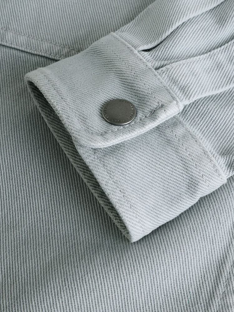 Denim Grey Overshirt 100% Cotton Denim Zip Through Hoodie (3-16yrs) - Image 5 of 6