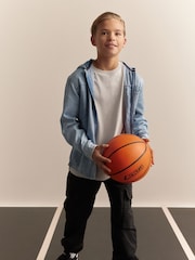 Denim Lightwash Overshirt 100% Cotton Denim Zip Through Hoodie (3-16yrs) - Image 2 of 5