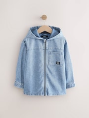 Denim Lightwash Overshirt 100% Cotton Denim Zip Through Hoodie (3-16yrs) - Image 6 of 9