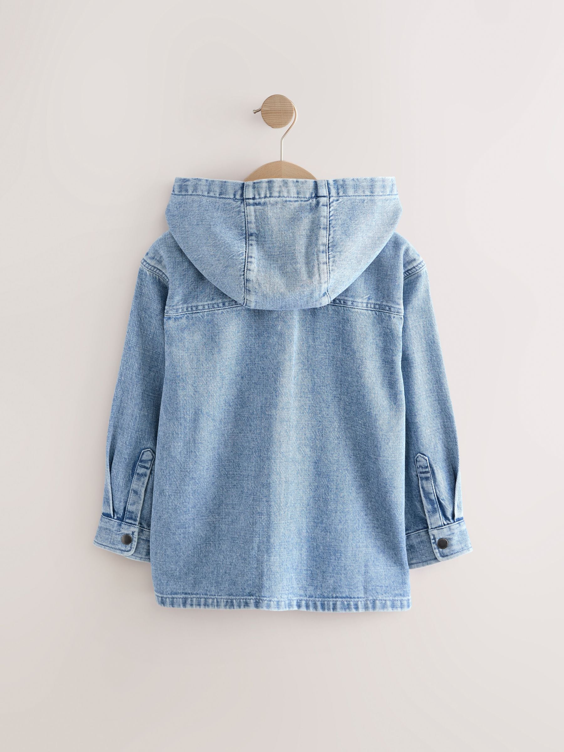 Buy Denim Lightwash Overshirt 100% Cotton Zip Through Hoodie (3