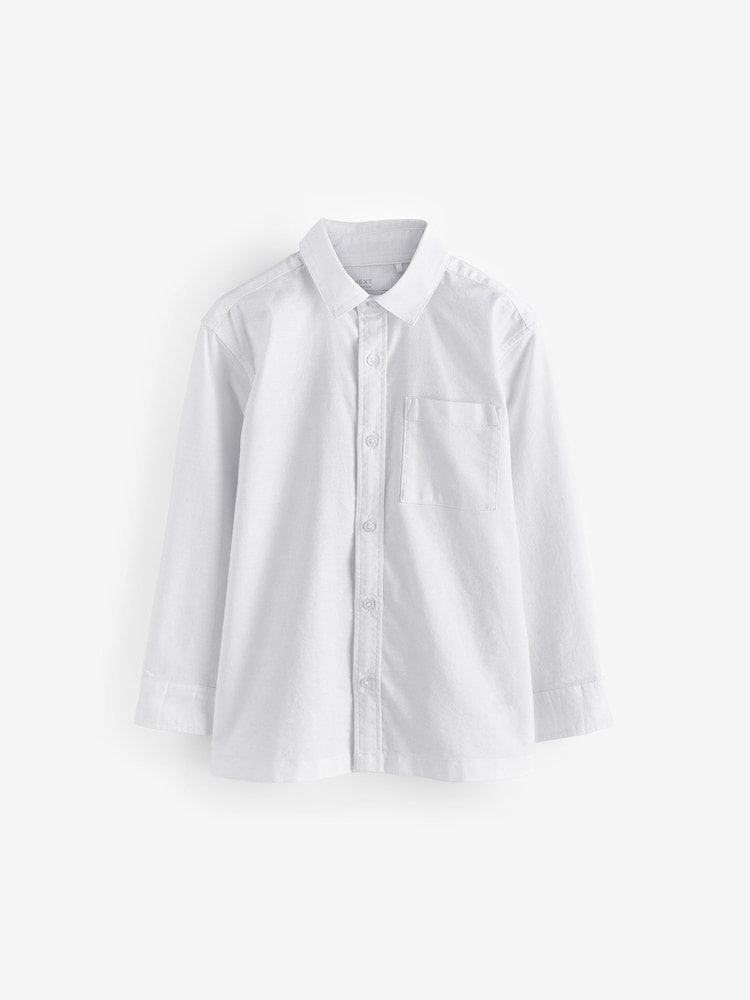 White Relaxed Fit Long Sleeve Oxford Shirt (3-16yrs) - Image 1 of 4