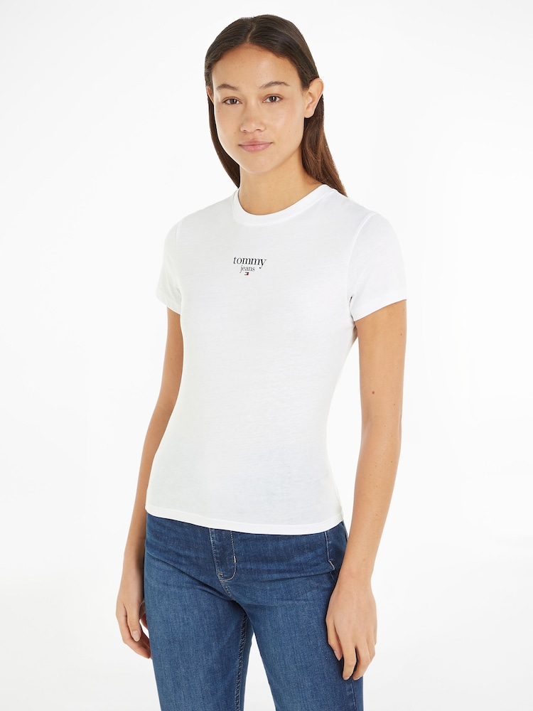 Tommy Jeans White Slim Fit Essential Logo T-Shirt - Image 1 of 6