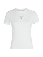 Tommy Jeans White Slim Fit Essential Logo T-Shirt - Image 4 of 6