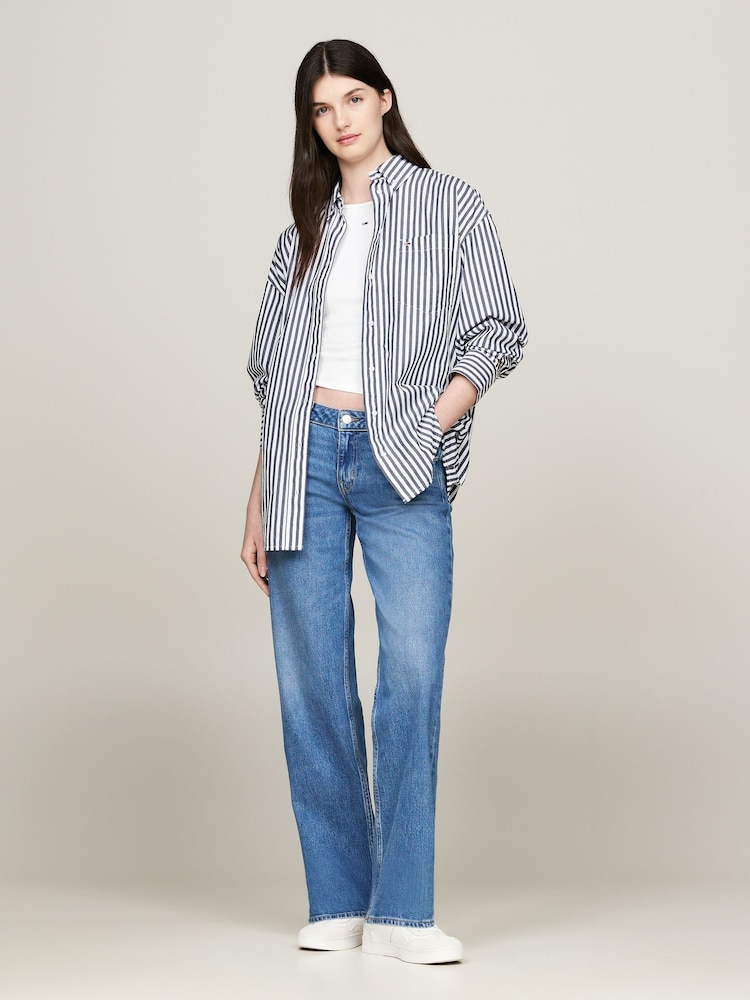 Tommy Jeans Blue Pinstripe Shirt - Image 1 of 4 Tommy Jeans Blue Pinstripe Shirt - Image 1 of 4