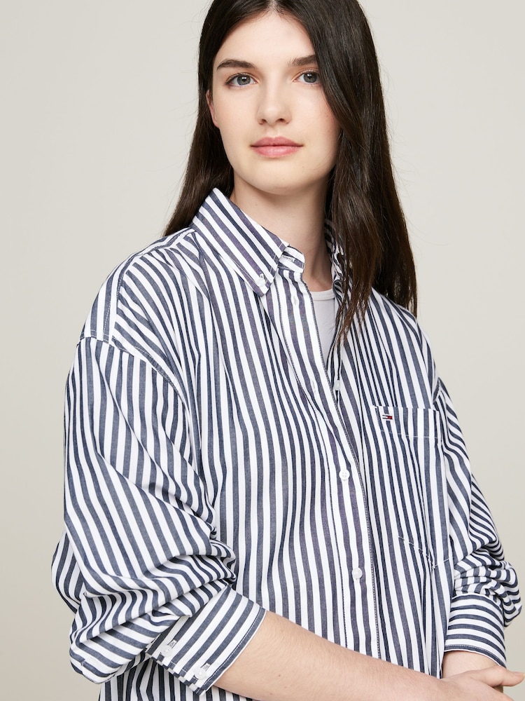 Tommy Jeans Blue Pinstripe Shirt - Image 2 of 4