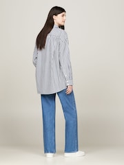 Tommy Jeans Blue Pinstripe Shirt - Image 3 of 4