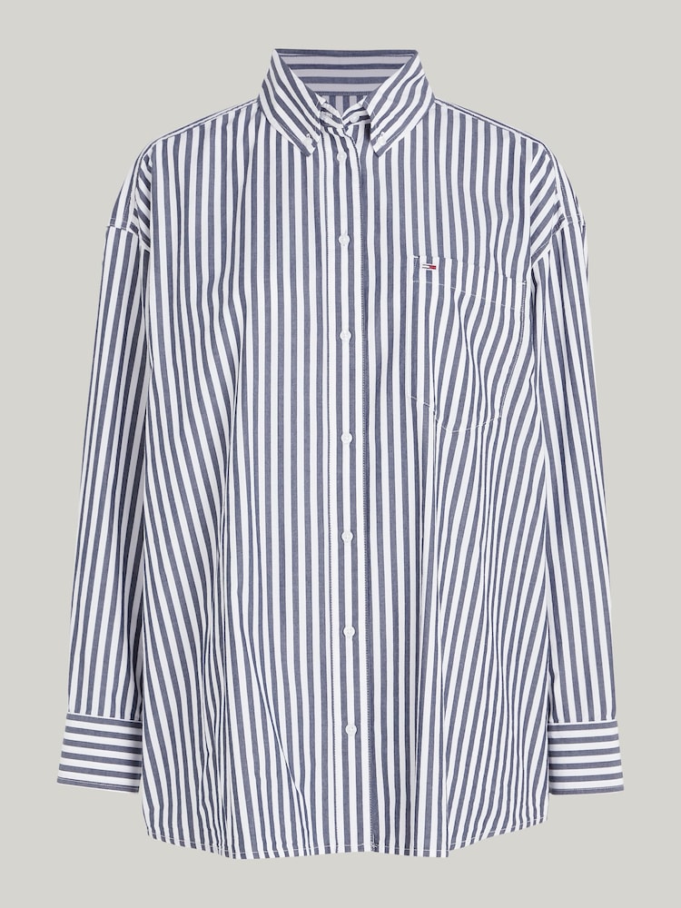 Tommy Jeans Blue Pinstripe Shirt - Image 4 of 4