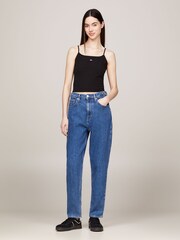 Tommy Jeans Black Cropped Essential Strap Top - Image 4 of 5