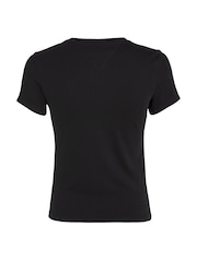 Tommy Jeans Black Slim Fit Essential Logo T-Shirt - Image 4 of 5