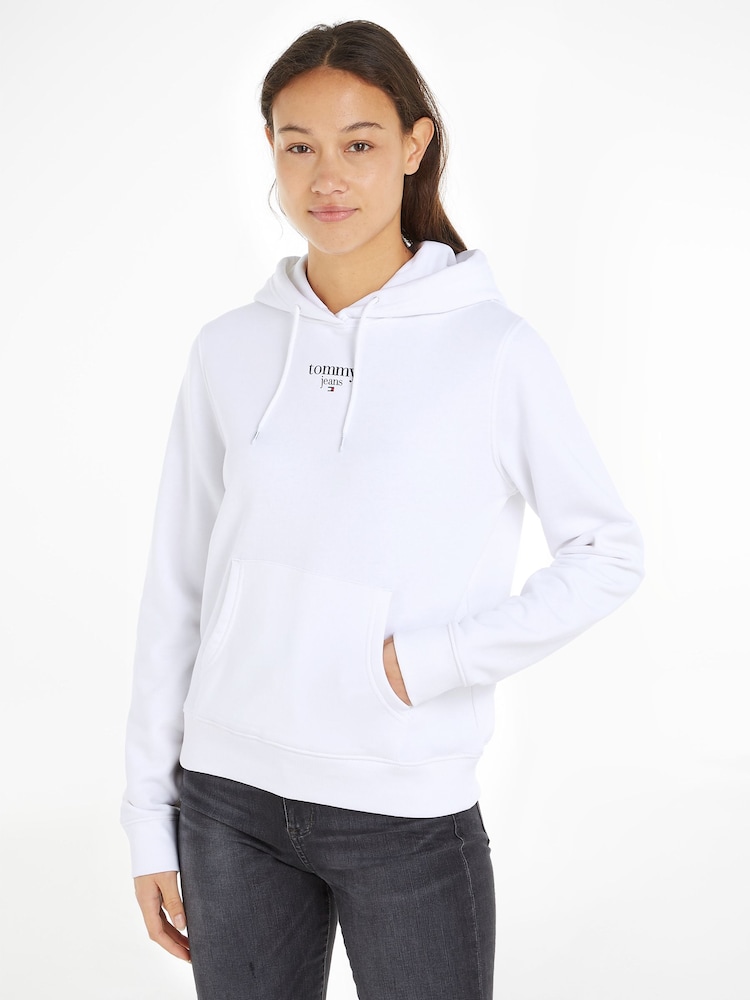 Tommy Jeans White Essential Logo Hoodie - Image 1 of 4 Tommy Jeans White Essential Logo Hoodie - Image 1 of 4
