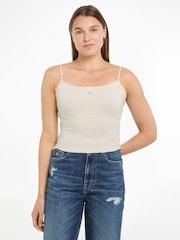 Naturalny - Tommy Jeans Cropped Essential Strap Top - Obraz 1 z 1