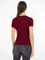 Tommy Jeans Red Slim Fit Essential Logo T-Shirt - Image 2 of 6