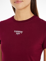 Tommy Jeans Red Slim Fit Essential Logo T-Shirt - Image 3 of 6