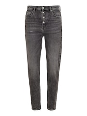 Tommy Jeans Black Mom Tapered Flag Jeans - Image 4 of 6