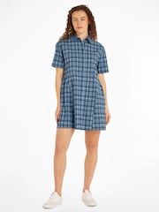 Tommy Jeans Red Tartan Checkered Shirt Dress - Image 1 of 6