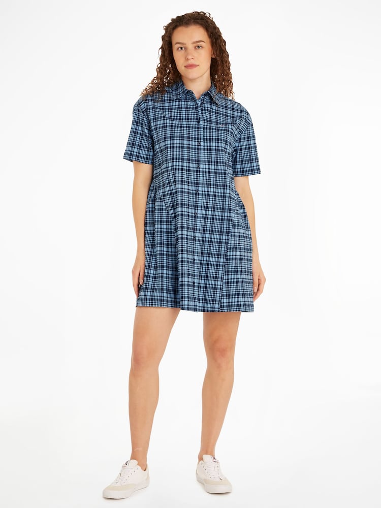 Tommy Jeans Red Tartan Checkered Shirt Dress - Image 1 of 6 Tommy Jeans Red Tartan Checkered Shirt Dress - Image 1 of 6