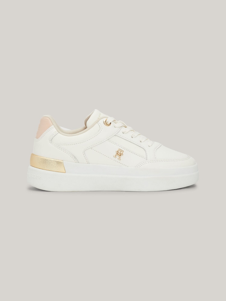 Tommy Hilfiger White Lux Hardware Court Trainers - Image 1 of 6 Tommy Hilfiger White Lux Hardware Court Trainers - Image 1 of 6