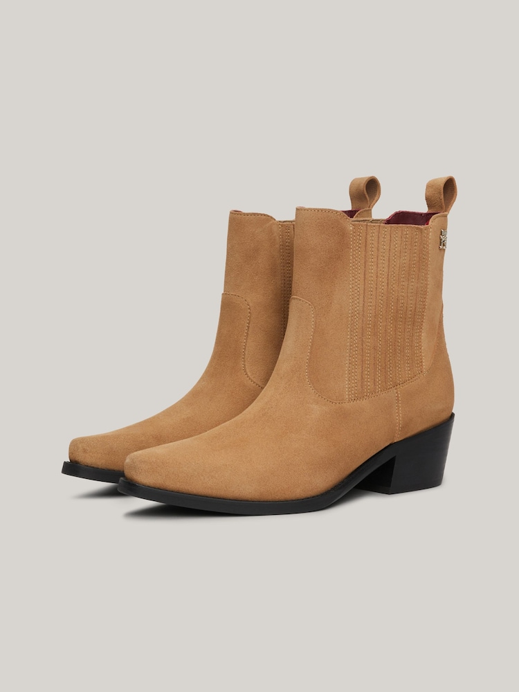 Tommy Hilfiger Brown Suede Cowboy Boots - Image 7 of 7