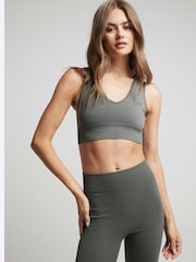 River Island Green Light Seamless Ribbed Leggings - Image 3 of 4