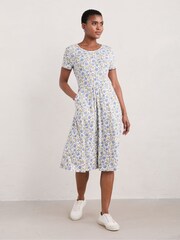 Seasalt Cornwall Blue Petite April Short Sleeve Dress - Image 1 of 6