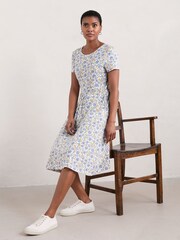 Seasalt Cornwall Blue Petite April Short Sleeve Dress - Image 4 of 6