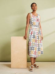 Seasalt Cornwall Yellow Tall Line Strokes Short Sleeve Dress - Image 1 of 7