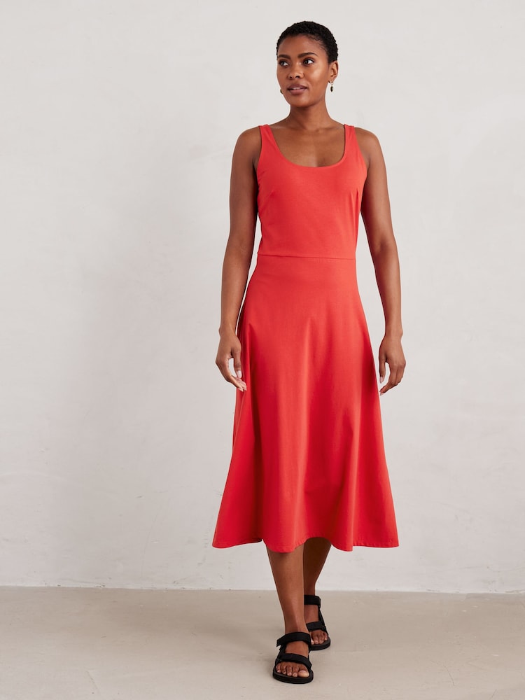 Seasalt Cornwall Red Sun Gleam Jersey Midi Dress - Image 1 of 6