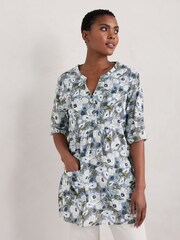 Seasalt Cornwall Grey Aventurier Printed Cotton Tunic - Image 1 of 5