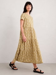 Seasalt Cornwall Red Petite Line Strokes Short Sleeve Dress - Image 6 of 9