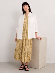 Seasalt Cornwall Red Petite Line Strokes Short Sleeve Dress - Image 7 of 9