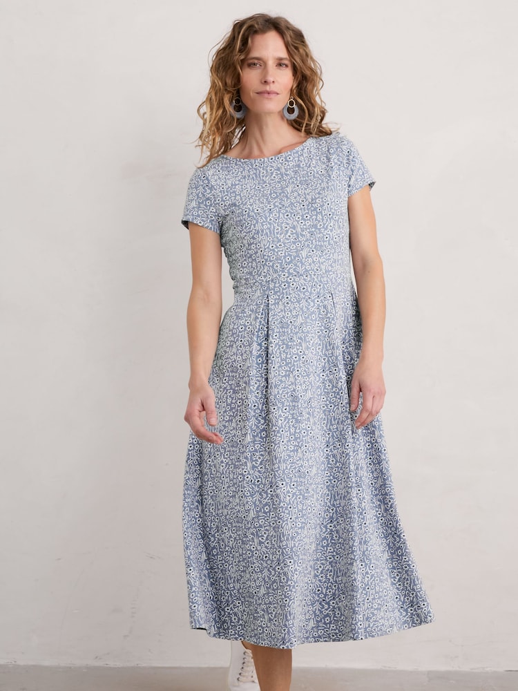 Seasalt Cornwall Grey Petite Wild Bouquet Jersey Midi Dress - Image 1 of 6