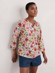 Seasalt Cornwall Multi Multi Watercolour Sketch 3/4 Sleeve Top - Image 1 of 5