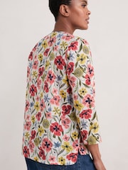 Seasalt Cornwall Multi Multi Watercolour Sketch 3/4 Sleeve Top - Image 2 of 5
