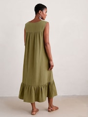 Seasalt Cornwall Green Tall Line Strokes Short Sleeve Dress - Image 3 of 6