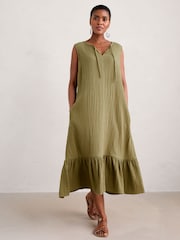 Seasalt Cornwall Green Tall Line Strokes Short Sleeve Dress - Image 4 of 6