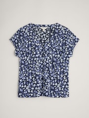 Seasalt Cornwall Blue Studio Glass V-Neck Jersey Top - Image 4 of 5