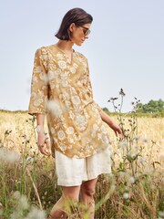 Seasalt Cornwall Yellow Op Art Organic Cotton Tunic Top - Image 2 of 5