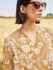 Seasalt Cornwall Yellow Op Art Organic Cotton Tunic Top - Image 3 of 5