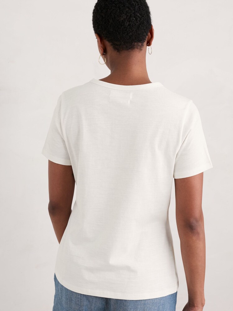 Seasalt Cornwall White Printing Ink Organic Cotton T-Shirt - Image 2 of 5