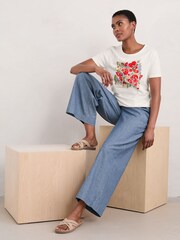 Seasalt Cornwall White Printing Ink Organic Cotton T-Shirt - Image 3 of 5
