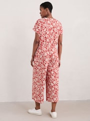 Seasalt Cornwall Red Petite Rose Trellis Wide Leg 100% Cotton Jumpsuit - Image 2 of 5