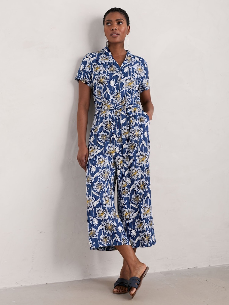 Seasalt Cornwall Blue Treen Cove Linen Jumpsuit - Image 1 of 5 Seasalt Cornwall Blue Treen Cove Linen Jumpsuit - Image 1 of 5