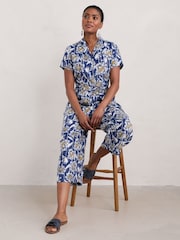 Seasalt Cornwall Blue Treen Cove Linen Jumpsuit - Image 3 of 5