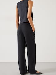 Hush Black Raye Linen Straight Leg Trousers - Image 3 of 5