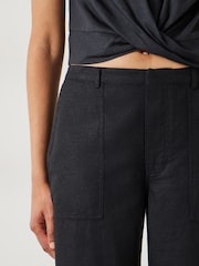 Hush Black Raye Linen Straight Leg Trousers - Image 4 of 5