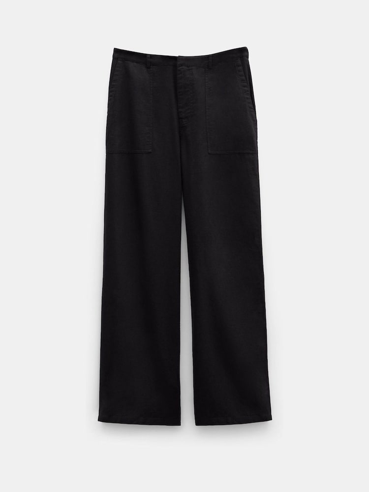 Hush Black Raye Linen Straight Leg Trousers - Image 5 of 5