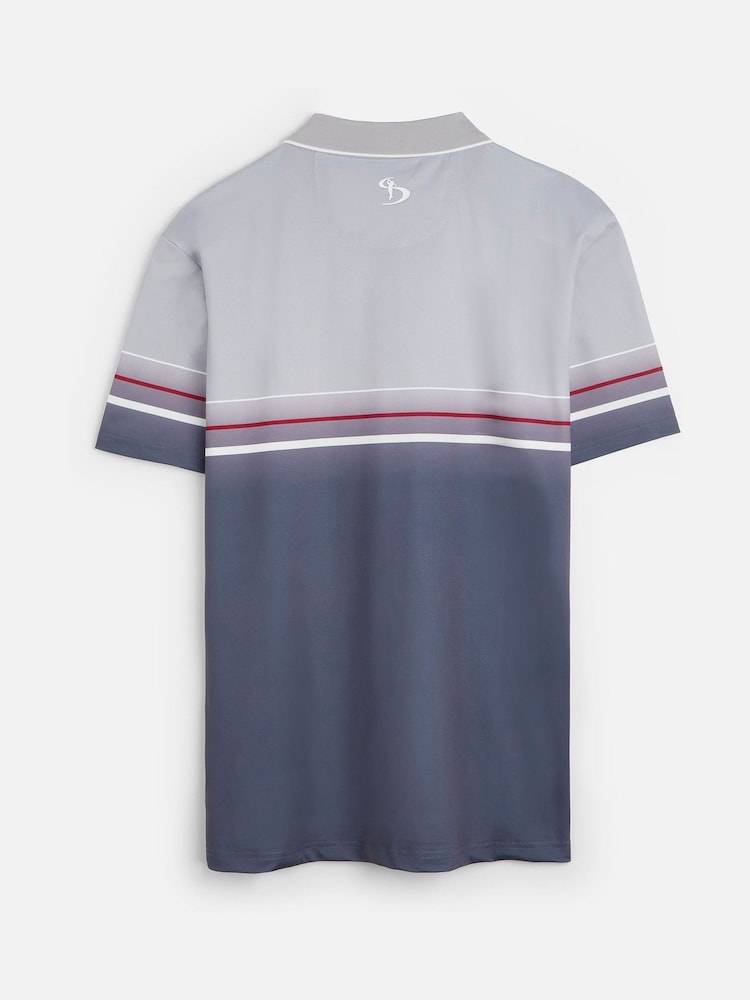 My American Golf Mens Grey Personalised Stromberg Colour Block Polo Shirt - Image 3 of 3