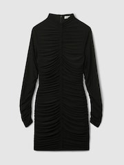 Reiss Black Sabrina Ruched-Jersey Mini Dress - Image 3 of 7